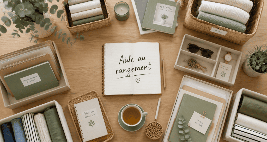 aide rangement maison vue table organisée