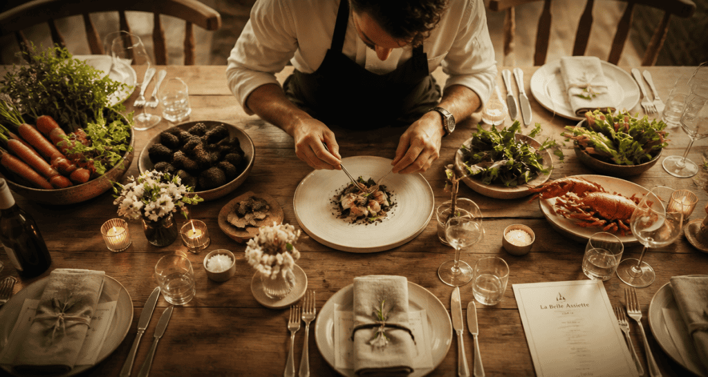 table dressée chef la belle assiette