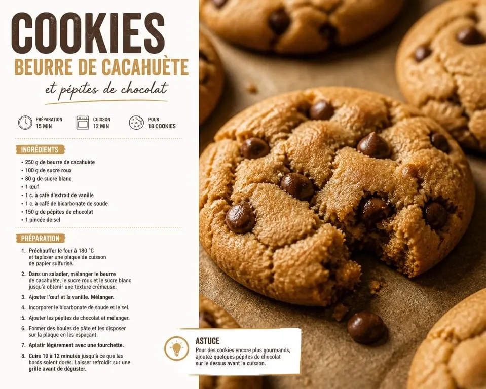 Cookies au beurre de cacahuète maison avec pépites de chocolat