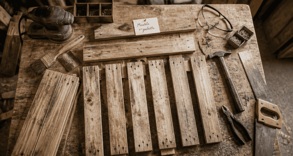 Fabriquer meuble palette outils bois atelier