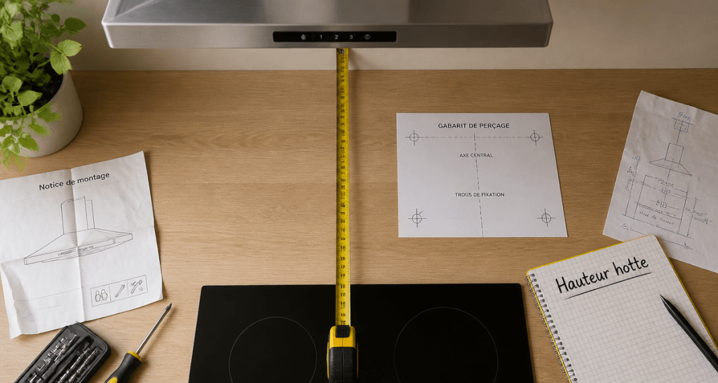 hauteur plan de travail hotte mesure mètre