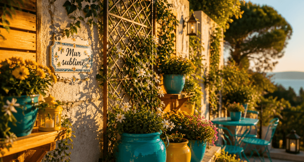 idee pour cacher un mur exterieur avec bardage bois et plantes