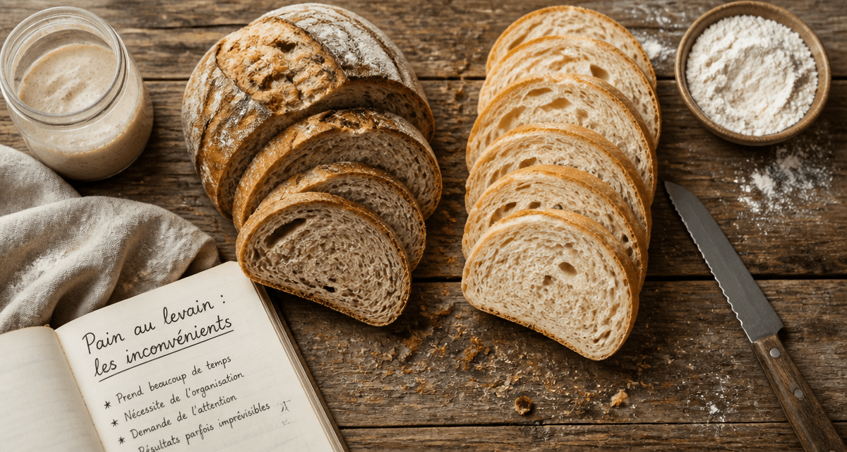 inconvenients du pain au levain sur table rustique