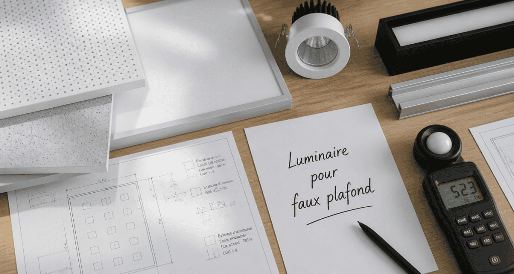 luminaire faux plafond échantillons LED spots plans