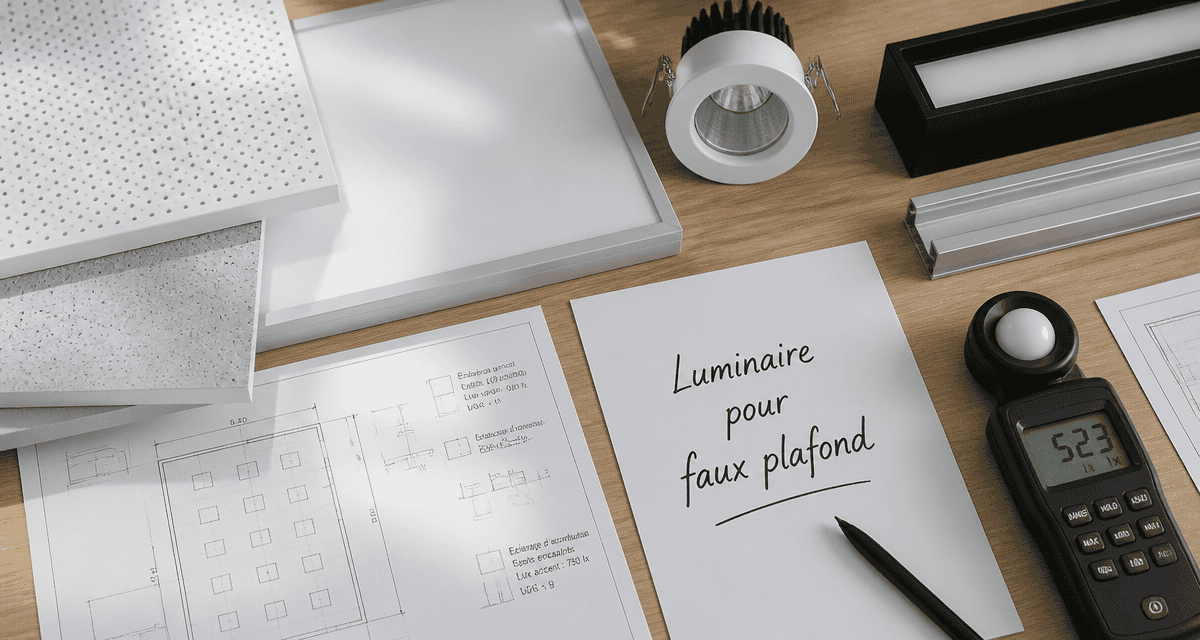 luminaire faux plafond échantillons LED spots plans