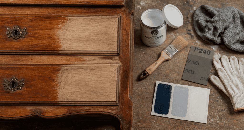 Peindre un meuble merisier ponçage et outils
