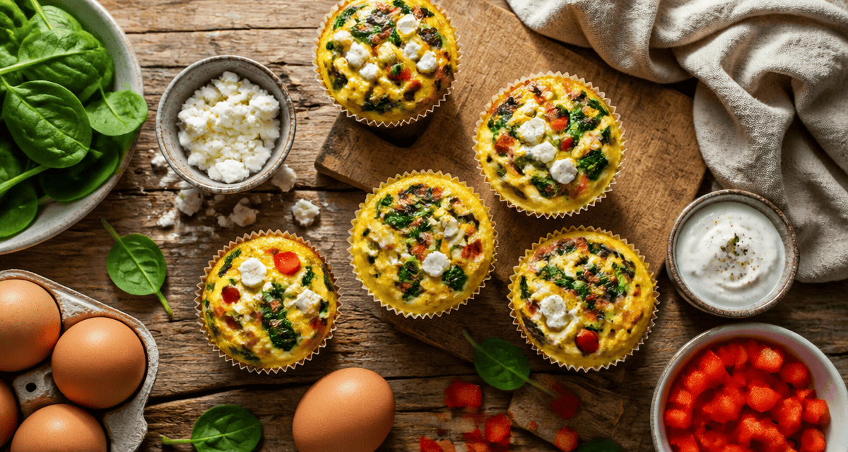 petit dejeuner sale a preparer la veille muffins oeufs epinards feta