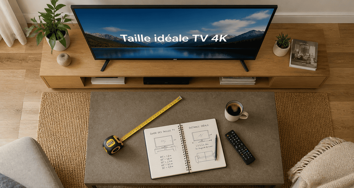 quelle taille de tv choisir pour un salon image flat-lay