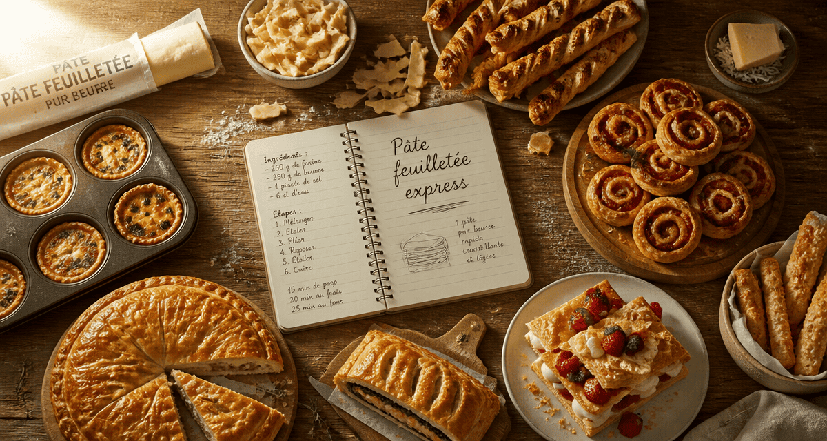 recette avec de la pate feuilletee sur table rustique
