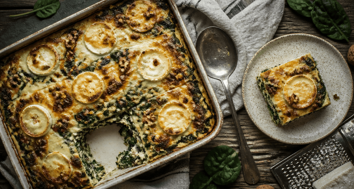 recette lasagne epinard chevre gratinée noix