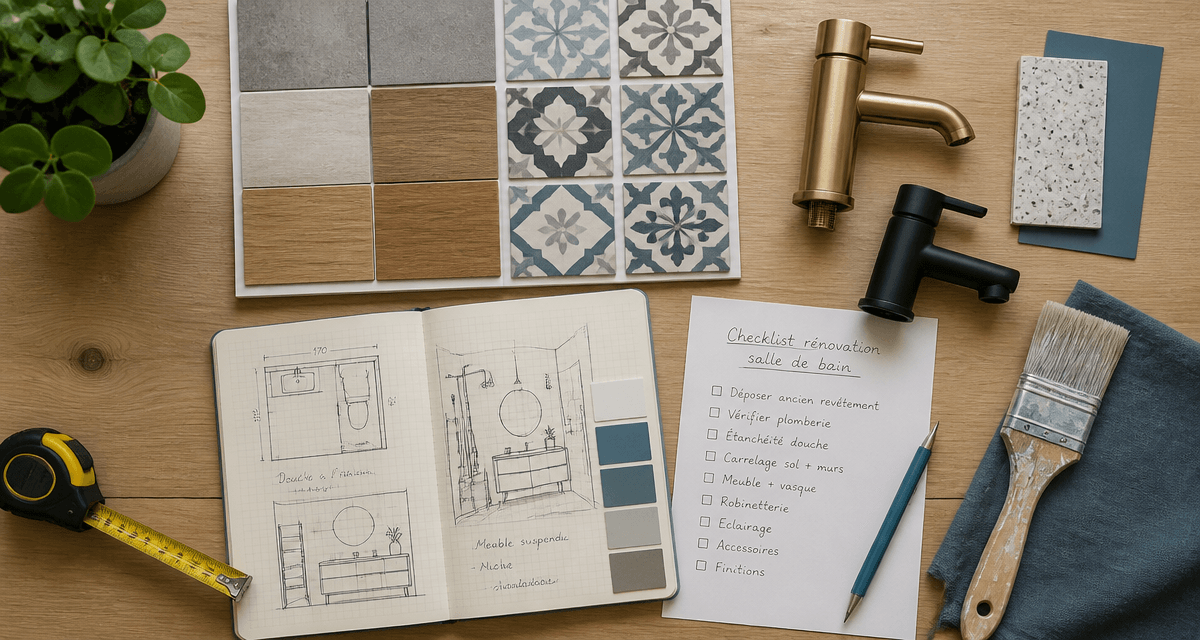 renover une salle de bain plan de travail et accessoires