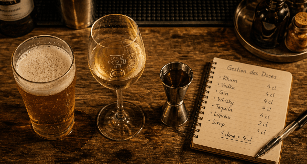 tableau dose alcool bar cl verres doseur