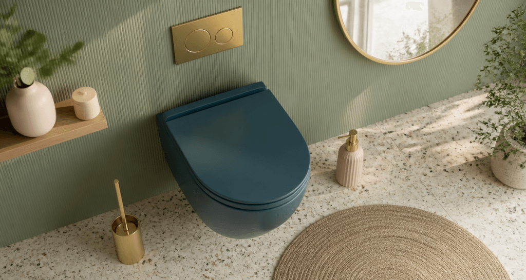 toilette coloré bleu canard finition mate terrazzo