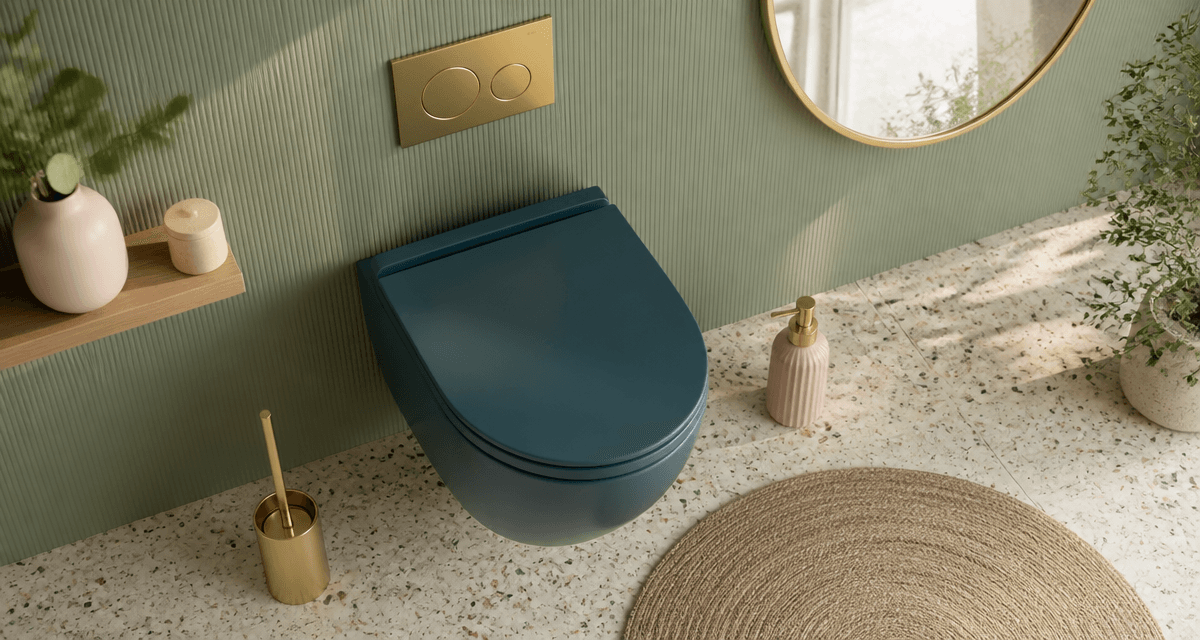 toilette coloré bleu canard finition mate terrazzo