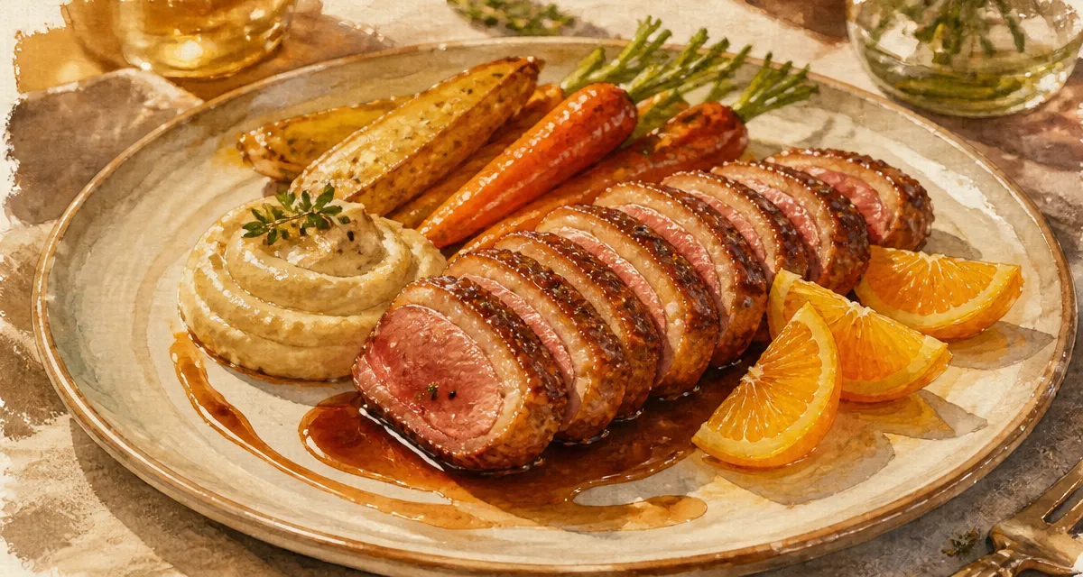 Accompagnement canard à l'orange : garniture orange et purée de céleri-rave