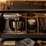 Astuce rangement robot cuisine : robot pâtissier dans tiroir ouvert