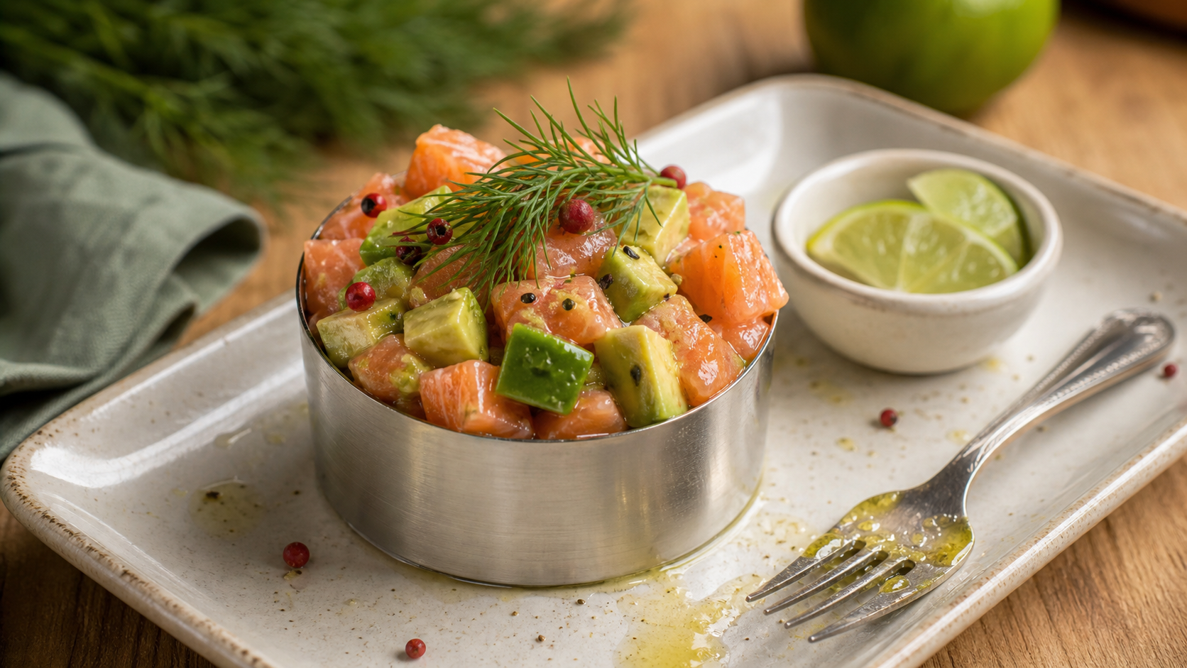 Avocat en entrée : verrines tartare avocat-saumon au citron vert