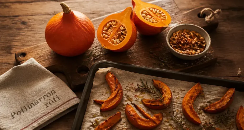 Cuire un potimarron rôti : quartiers, thym, huile d’olive