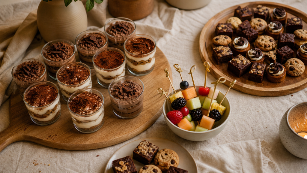 Dessert apéro dinatoire : buffet sucré avec verrines et mini-bouchées