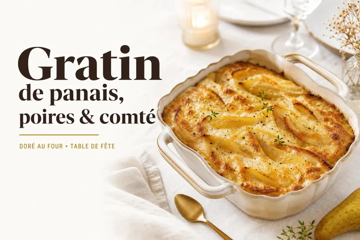 Gratin de panais et poires au comté, accompagnement raffiné pour chapon farci
