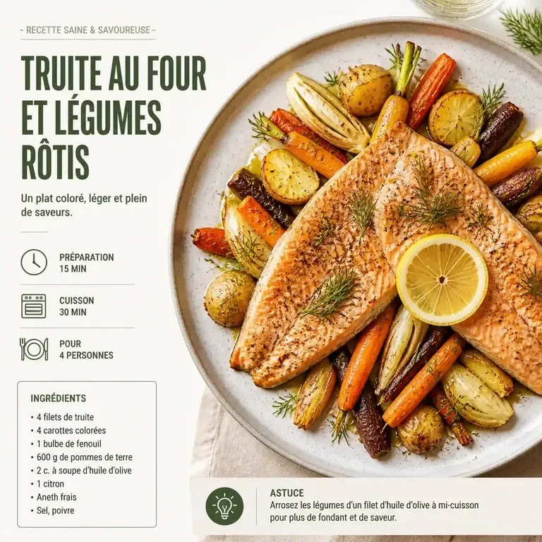 Filets de truite aux légumes d'antan rôtis, une idée d'accompagnement de légumes pour la truite