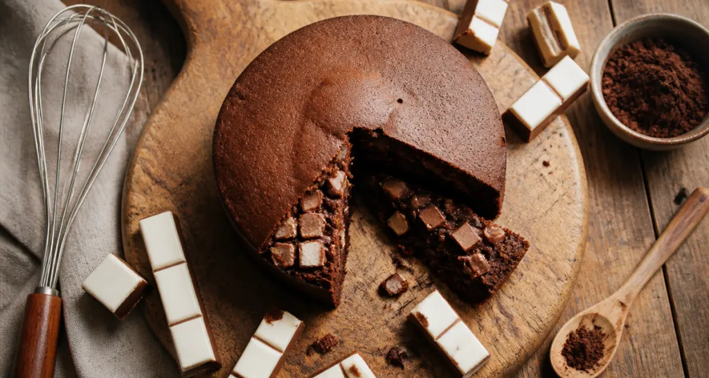gateau kinder maxi maison tranché avec chocolat