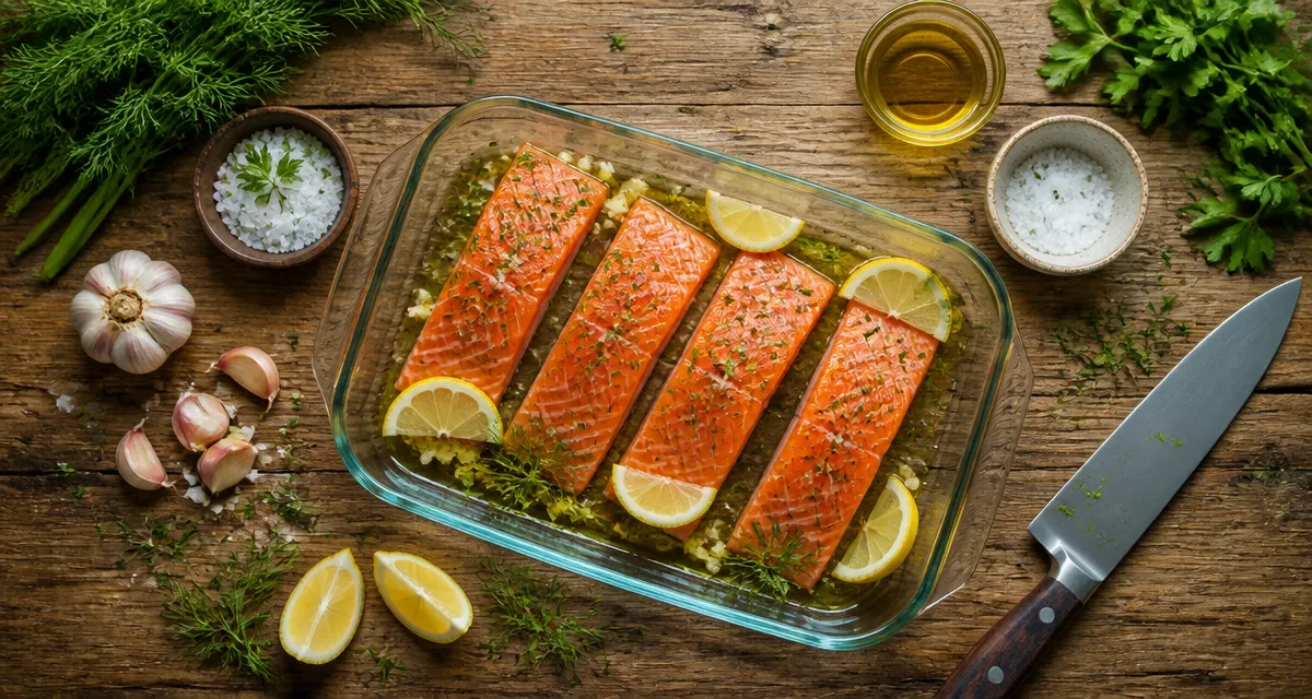 marinade pour le saumon avec citron aneth et huile