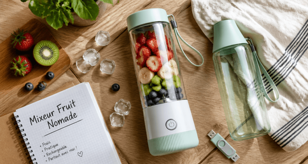 Mixeur fruit portable rempli de fruits