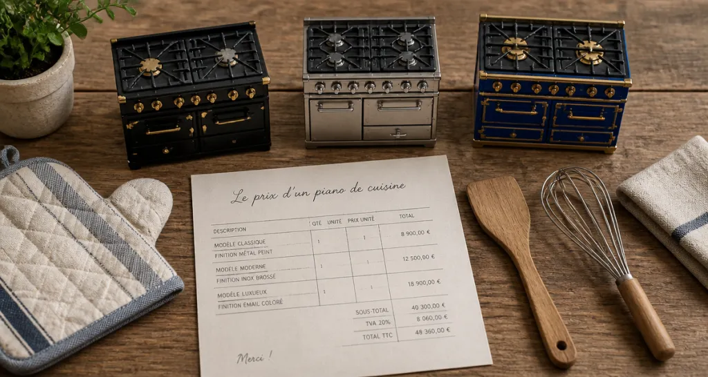 prix piano cuisine trois modèles sur plan de travail