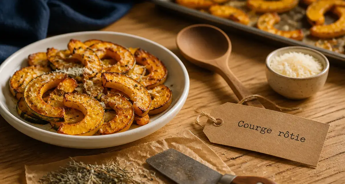 Recette courge jaune rôtie au parmesan, rondelles dorées