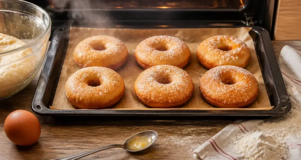 Recette des beignets au four moelleux sans friture, sortant du four