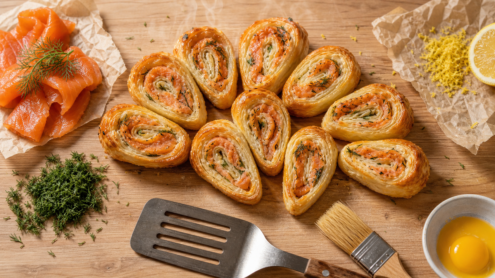 Recette feuilleté salé croustillant au saumon fumé et aneth