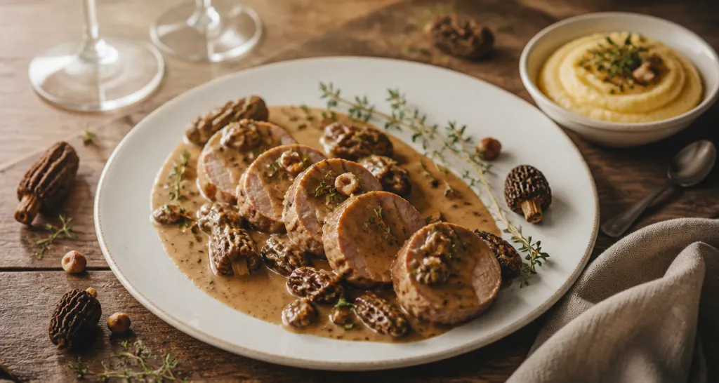 Recette filet mignon de veau gastronomique, sauce morilles, médaillons