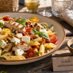 Salades de pates au poulet, salade méditerranéenne au poulet et penne al dente