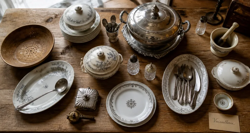 vaissellerie définition sur table ancienne
