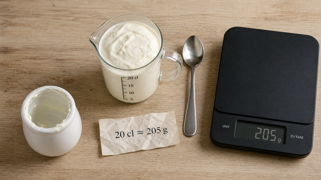 20 cl crème fraîche épaisse en gramme : 205 g