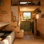 Aménagement tiny house : intérieur avec mobilier modulable