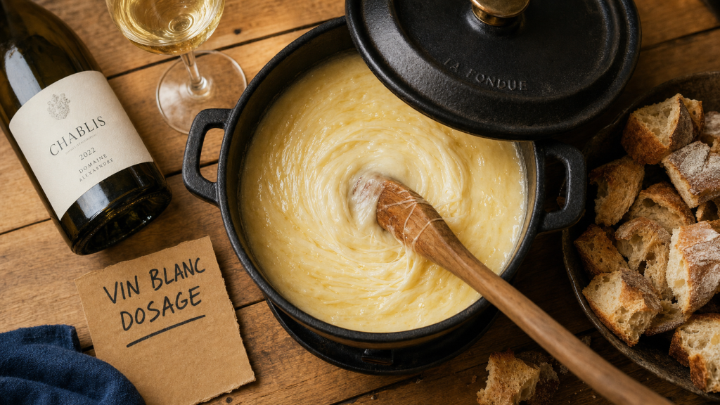 Combien de vin blanc pour 1kg de fondue : 400 à 500 ml