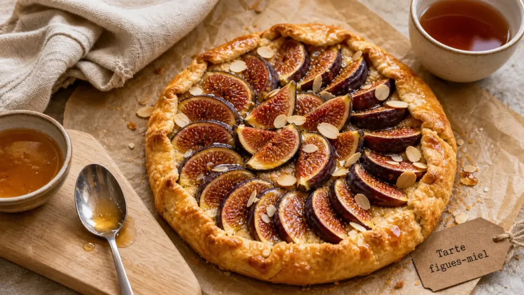 Dessert au figues fraiches : tarte rustique figues miel