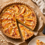 Desserts pêches : tarte moelleuse aux pêches et amandes