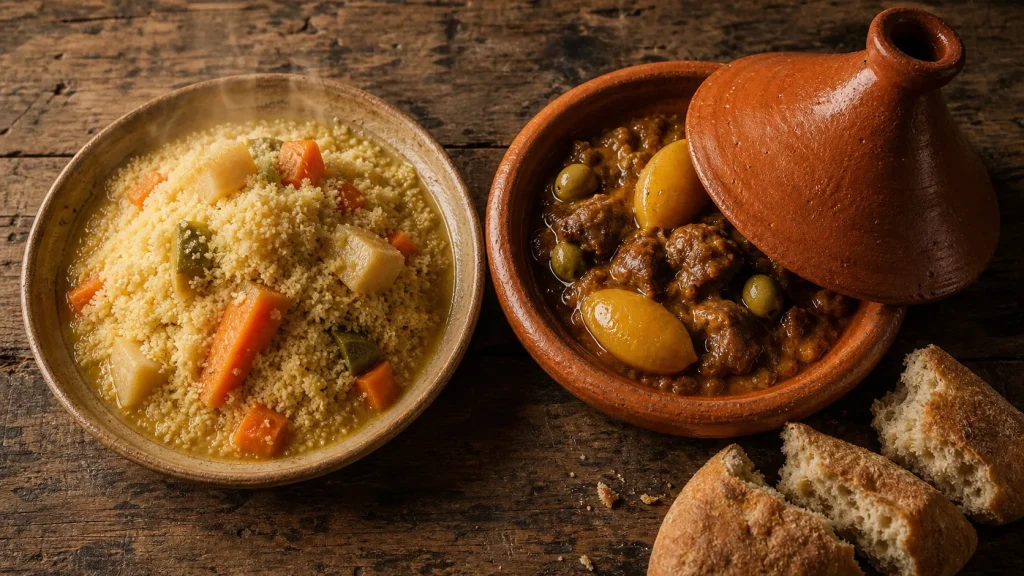 Différence entre tajine et couscous : semoule vapeur et tajine à cuisson lente