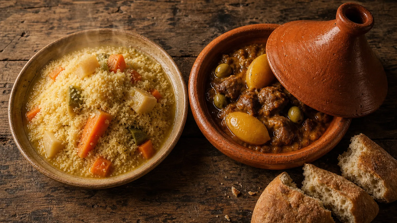 Différence entre tajine et couscous : semoule vapeur et tajine à cuisson lente