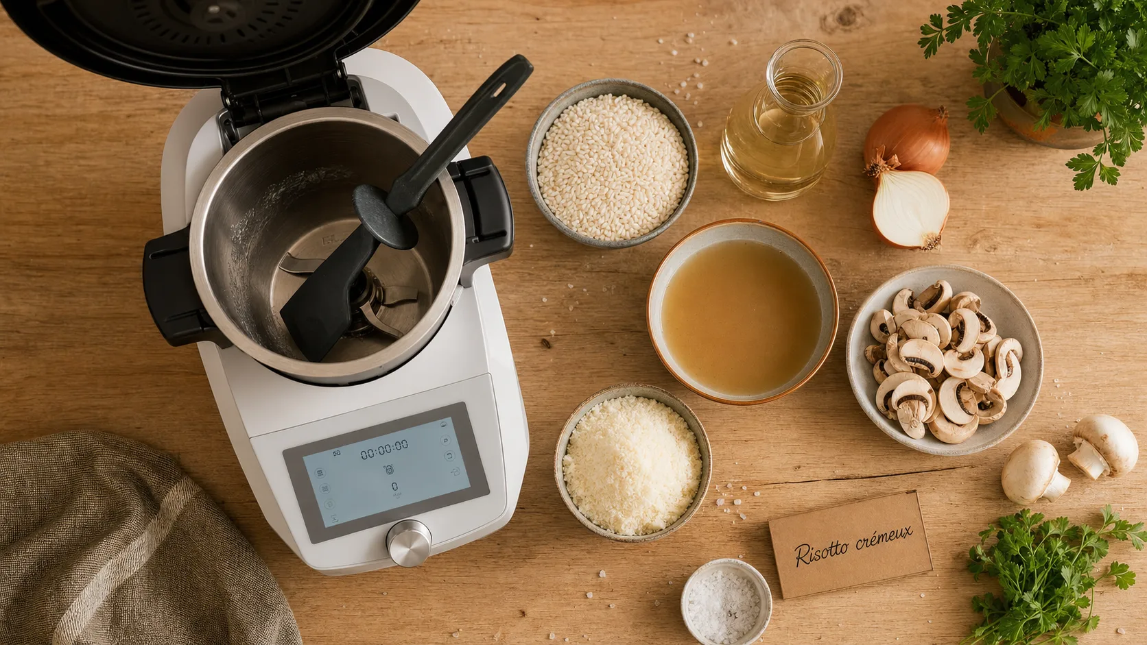 Risotto aux champignons au Monsieur Cuisine Connect, vue dessus