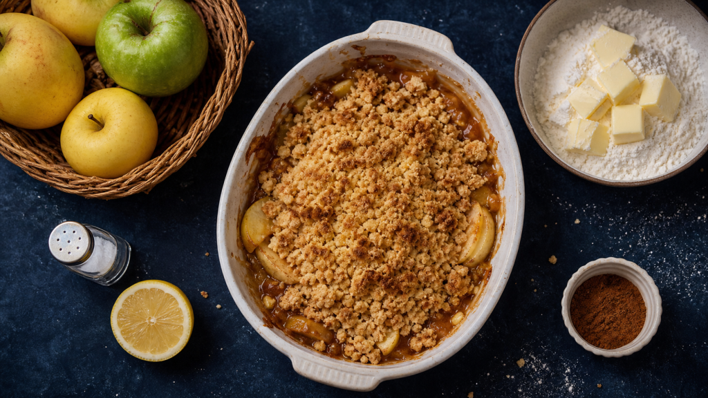 Recette avec des pommes : crumble fondant aux pommes dorées