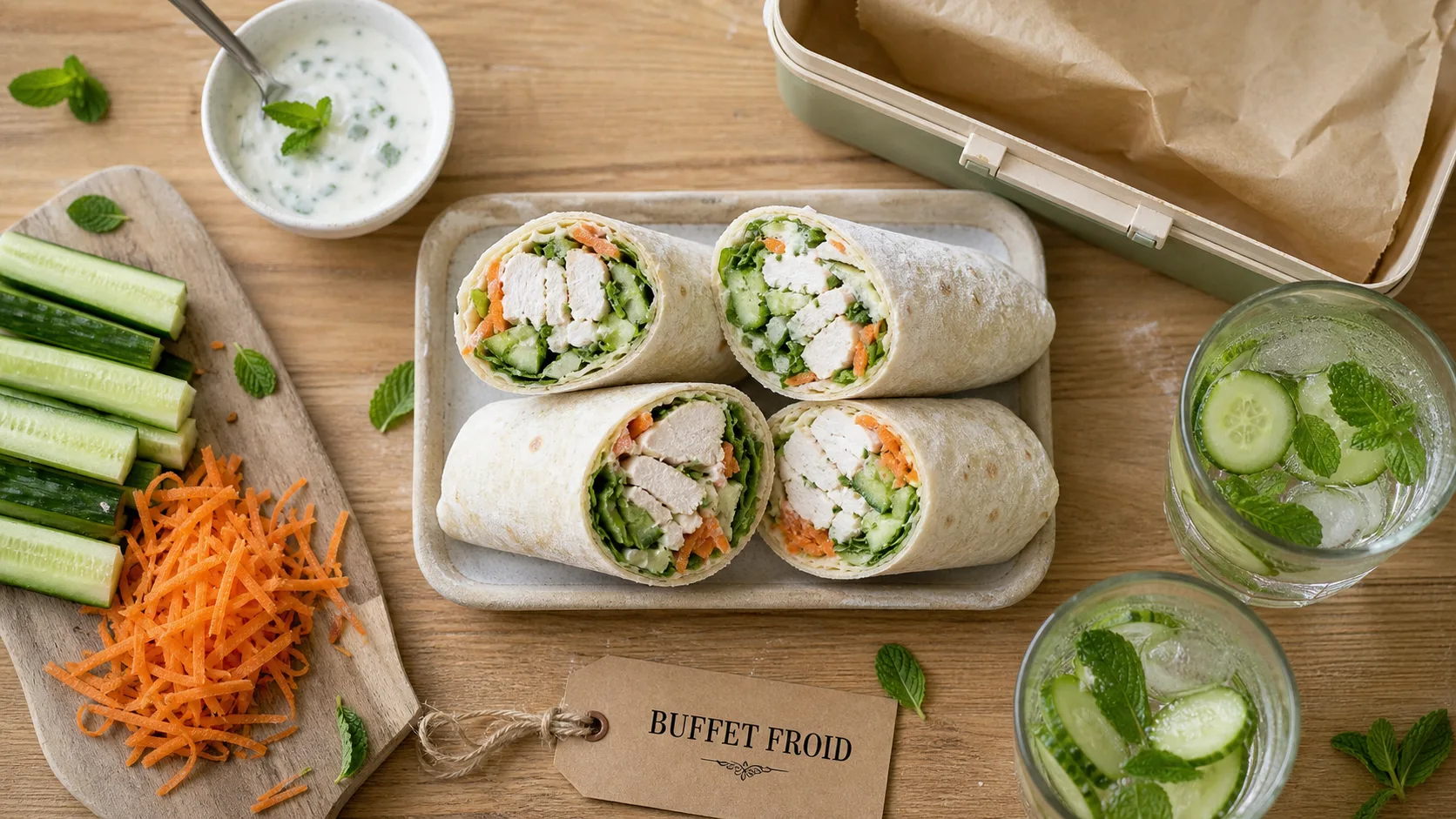 Repas froid entre amis : wraps, salades et buffet malin en 30 minutes