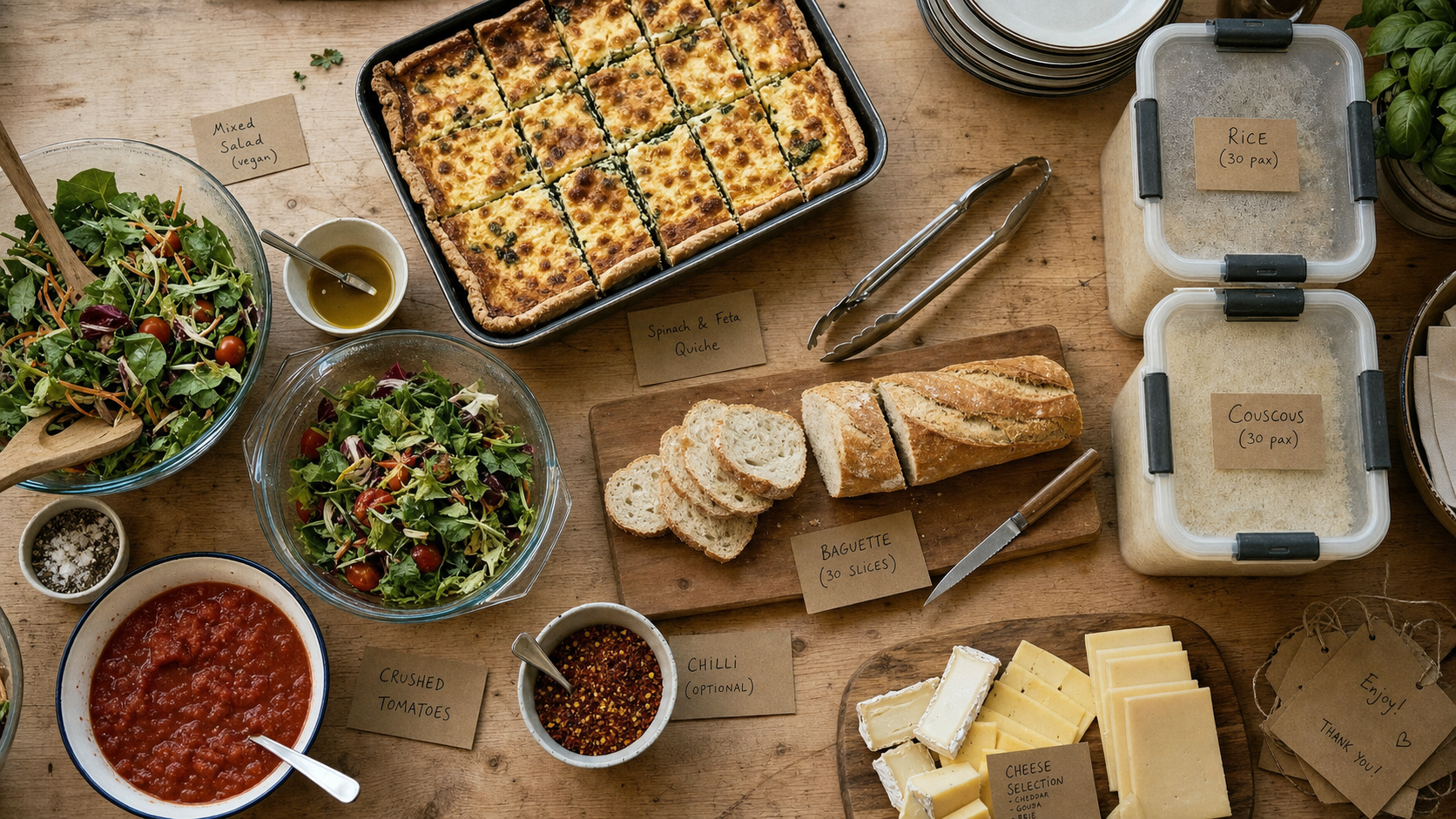 Repas pour 30 personnes : quantités et menus