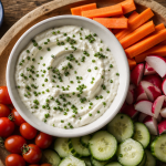 Sauce crudité pour apéro au fromage blanc avec herbes, crudités