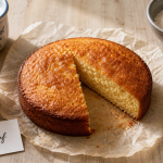 Un gateau avec un oeuf moelleux au yaourt, vue de dessus