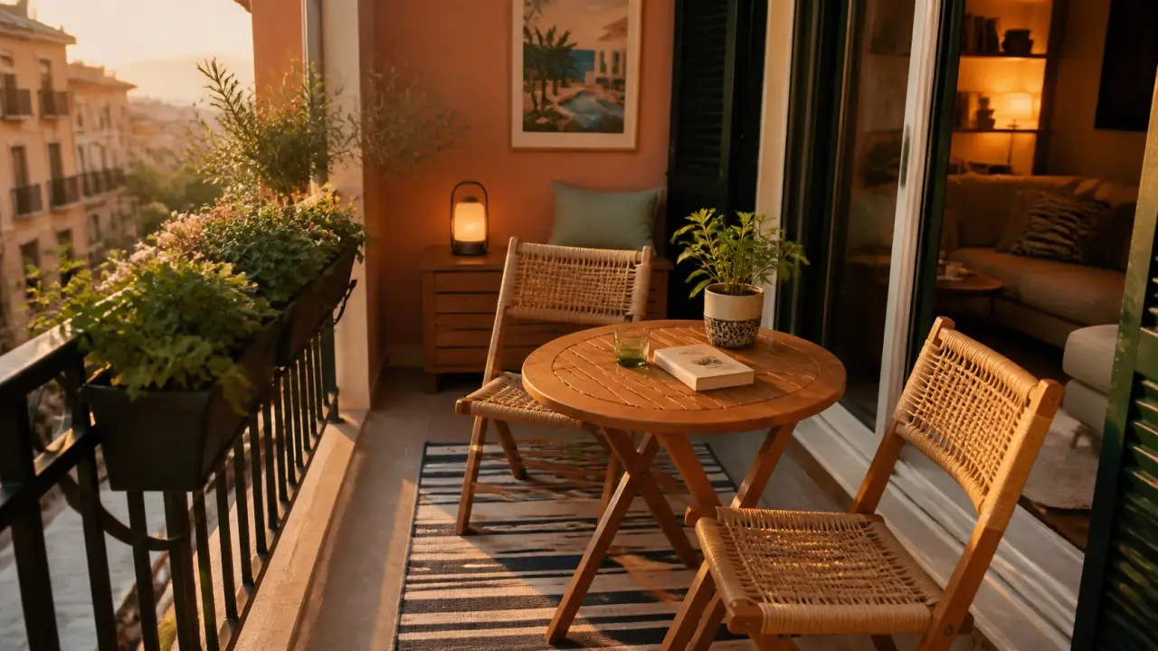 Aménager son balcon avec coin repas et verdure sur petit balcon
