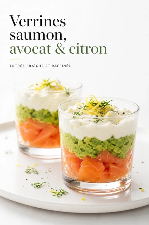Entrée facile et chic en verrines de saumon fumé, avocat et crème citronnée